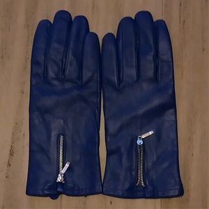 EUC Blue Leather Merona Gloves w/ zipper